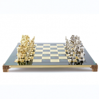 Šachy Řecko zelené figurky stříbrné a zlaté