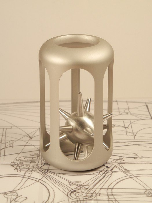 Ježek v kleci - ORIGINAL matný stříbrný vnitřek rozšroubovatelný Plechova krabicka